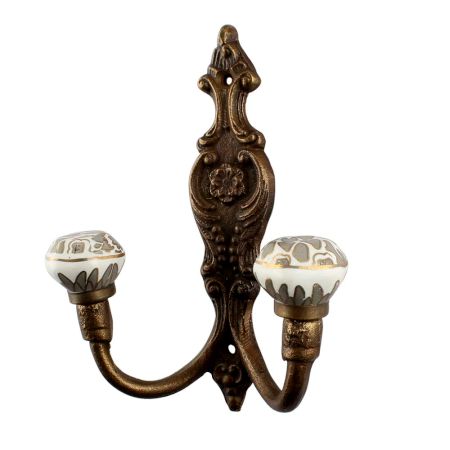 Grey Hexagon Small Ceramic Iron Hooks